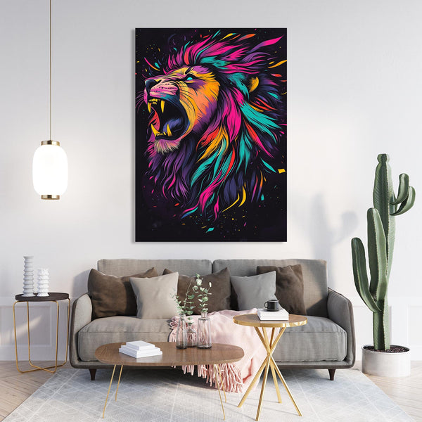 Neon Fury Lion Wall Art | MusaArtGallery™