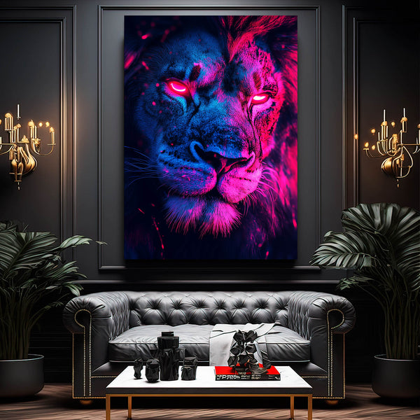 Neon Glare Lion Wall Art | MusaArtGallery™