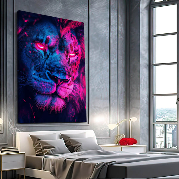 Neon Glare Lion Wall Art | MusaArtGallery™