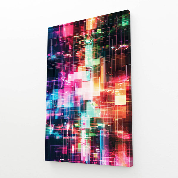 Neon Grid Abstract Art | MusaArtGallery™