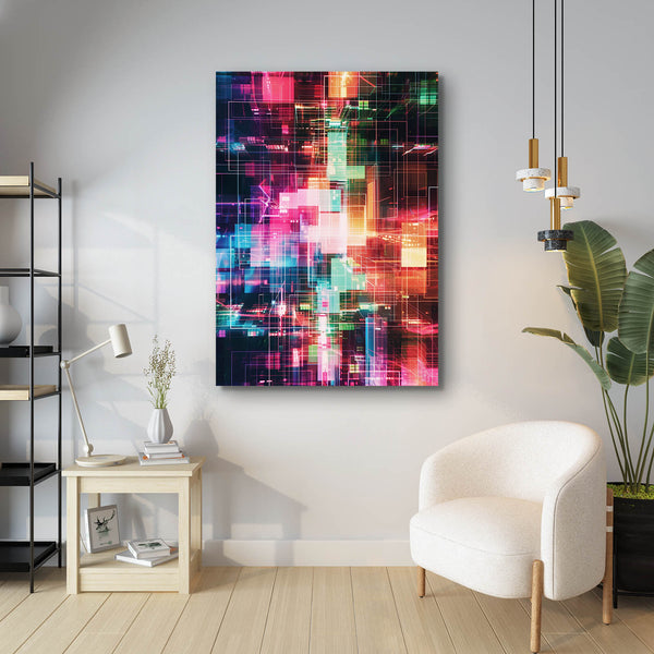 Neon Grid Abstract Art | MusaArtGallery™