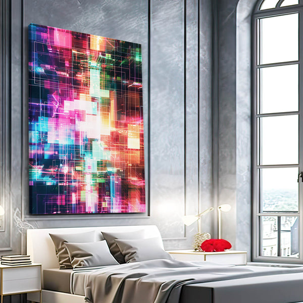 Neon Grid Abstract Art | MusaArtGallery™