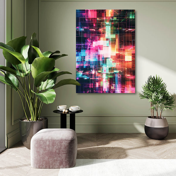 Neon Grid Abstract Art | MusaArtGallery™