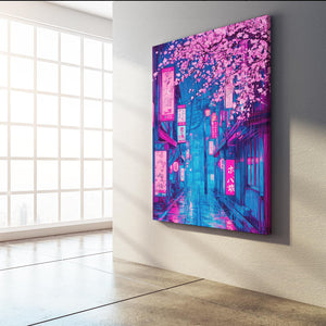Neon Japanese Cherry Blossom Wall Art