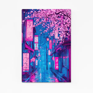 Neon Japanese Cherry Blossom Wall Art