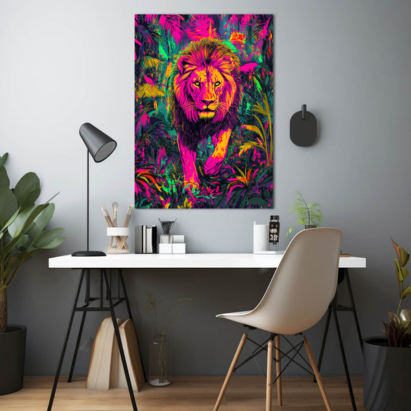 Neon Jungle Lion Wall Art | MusaArtGallery™