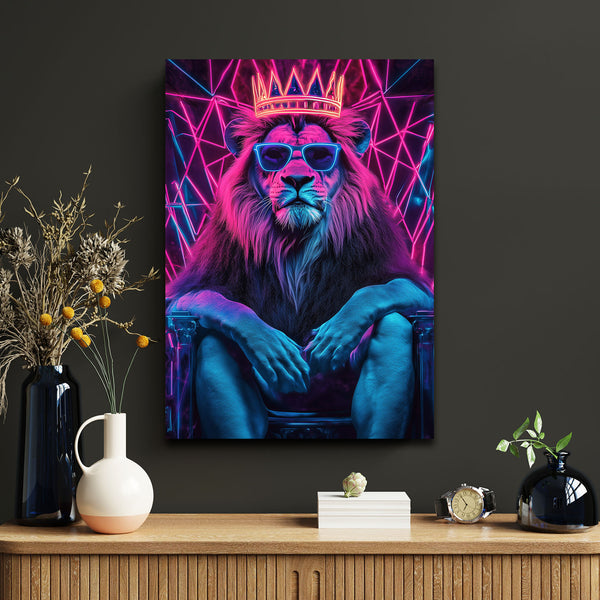 Neon King Lion Wall Art | MusaArtGallery™