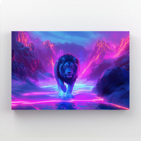 Neon Path Lion Wall Art | MusaArtGallery™