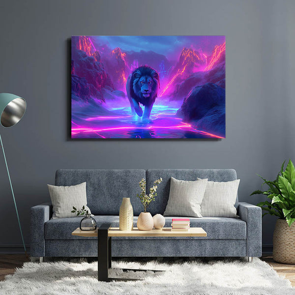 Neon Path Lion Wall Art | MusaArtGallery™