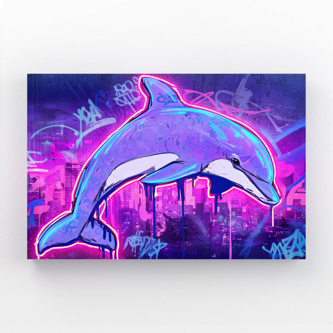 Neon Purple Dolphin Art
