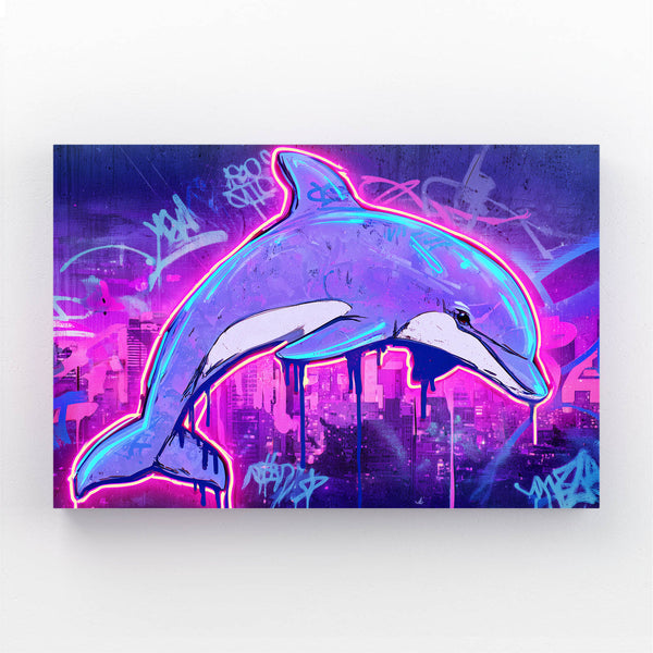 Neon Purple Dolphin Art