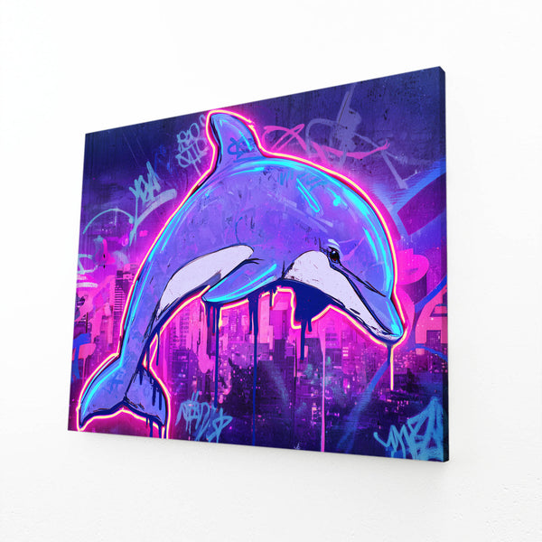 Neon Purple Dolphin Art