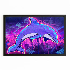 Neon Purple Dolphin Art