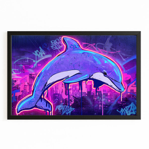 Neon Purple Dolphin Art