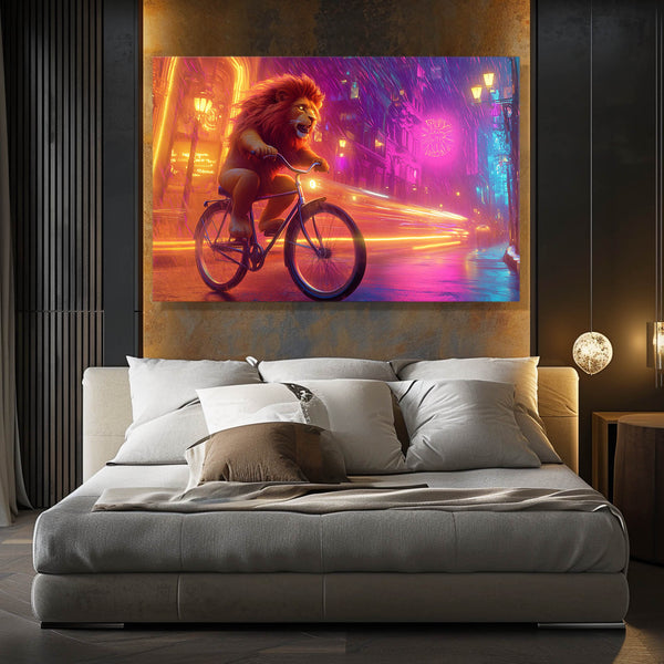 Neon Ride Lion Wall Art | MusaArtGallery™