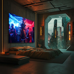 Neon Samurai Wall Art