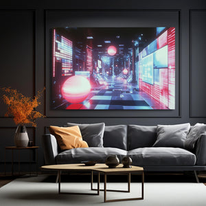 Neon Sphere Corridor Cyberpunk Art | MusaArtGallery™