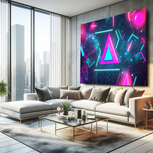 Neon Triangles Cyberpunk Art | MusaArtGallery™
