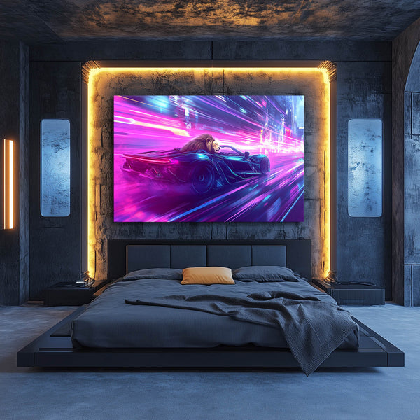 Neon Wall Canvas Lion Wall Art | MusaArtGallery™