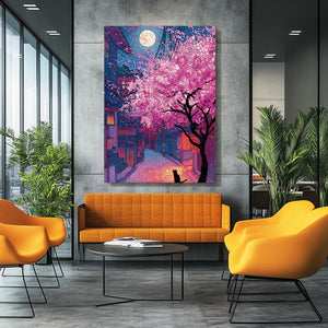 Night Japanese Cherry Blossom Wall Art