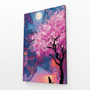 Night Japanese Cherry Blossom Wall Art