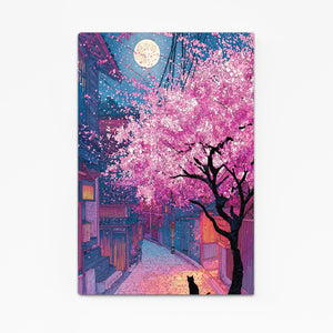 Night Japanese Cherry Blossom Wall Art