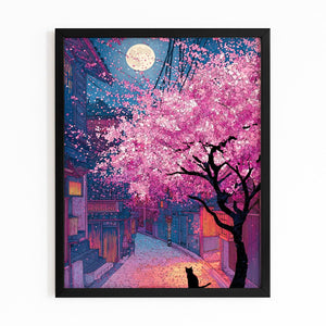 Night Japanese Cherry Blossom Wall Art