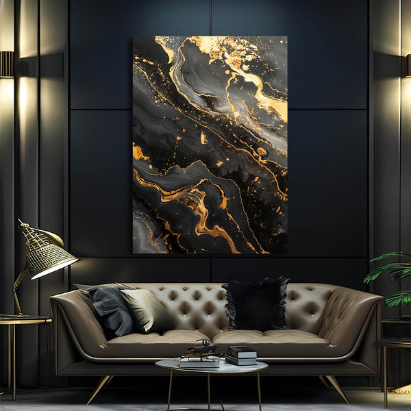 Obsidian Gold Abstract Art | MusaArtGallery™