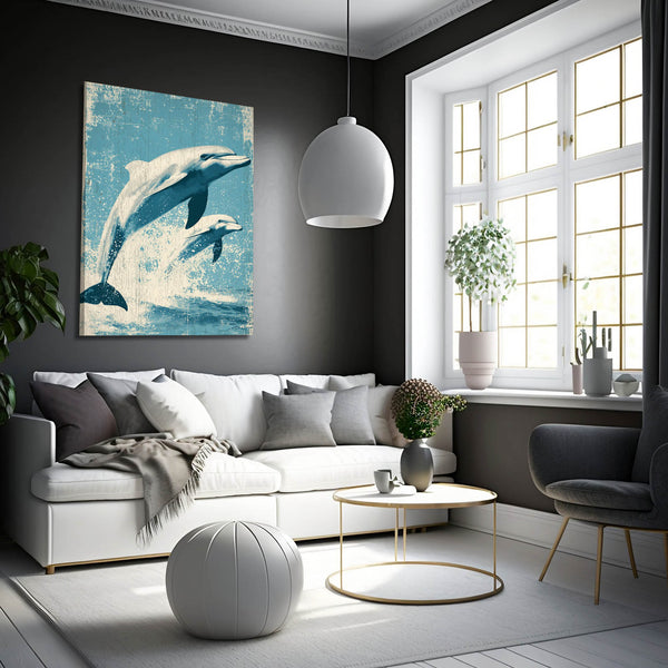 Pastel Blue Dolphin Art