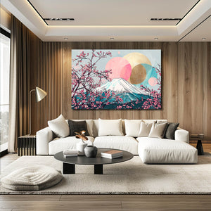 Pastel Mount Fuji Cherry Blossom Wall Art