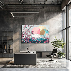 Pastel Mount Fuji Cherry Blossom Wall Art