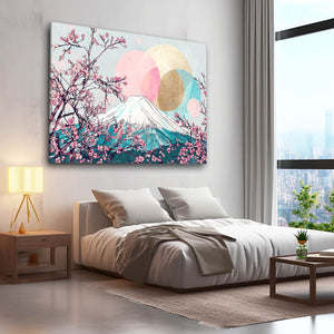 Pastel Mount Fuji Cherry Blossom Wall Art