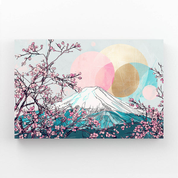 Pastel Mount Fuji Cherry Blossom Wall Art