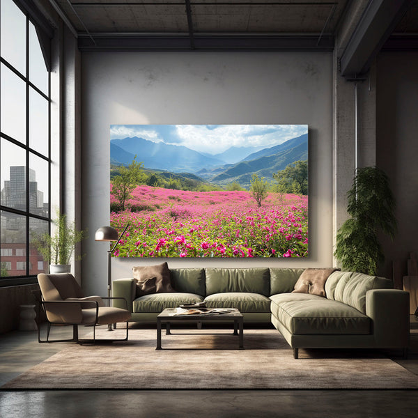 Pink Abstract Art Blooming Valley | MusaArtGallery™