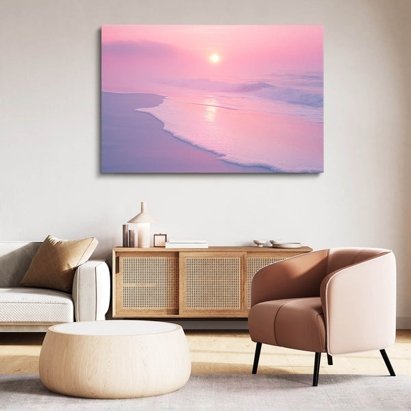 Pink Abstract Art Coastal Serenity | MusaArtGallery™