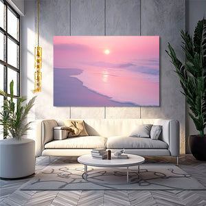 Pink Abstract Art Coastal Serenity | MusaArtGallery™