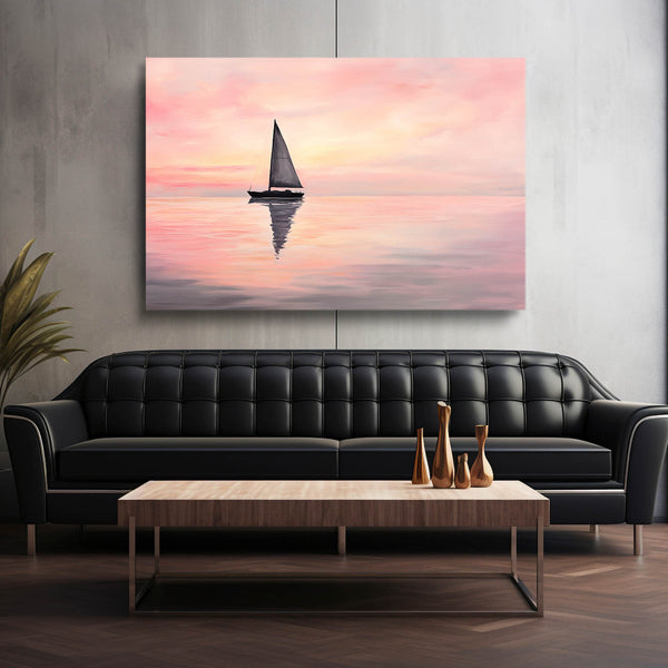 Pink Abstract Art Sailing Tranquility | MusaArtGallery™