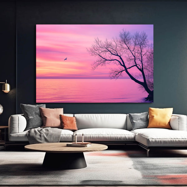 Pink Abstract Art Tranquil Horizon | MusaArtGallery™