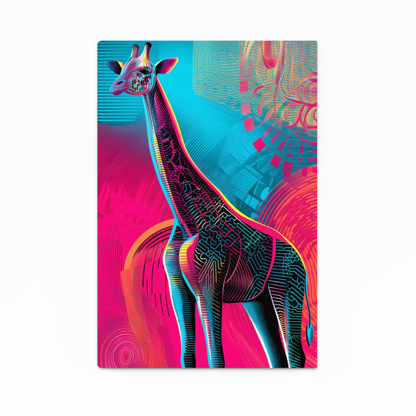 Pink And Blue Giraffe Canvas