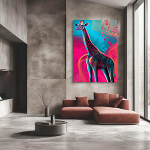 Pink And Blue Giraffe Canvas