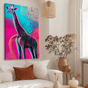 Pink And Blue Giraffe Canvas