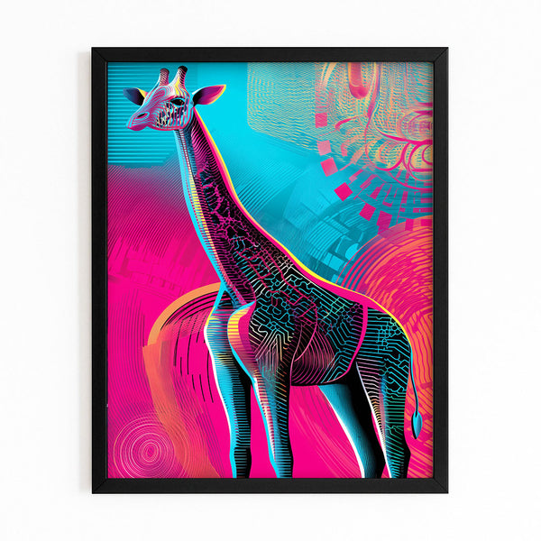 Pink And Blue Giraffe Canvas