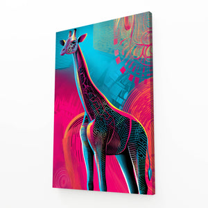 Pink And Blue Giraffe Canvas