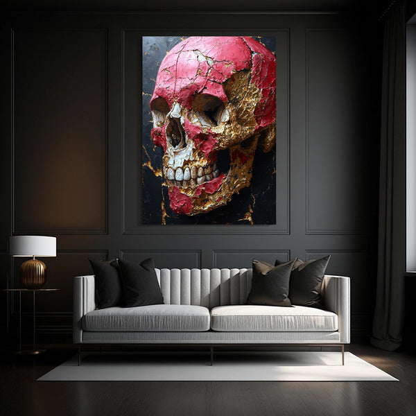 Pink and Gold Skull Art | MusaArtGallery™