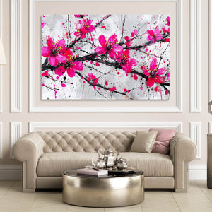 Pink Cherry Blossom Branch Art