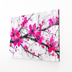 Pink Cherry Blossom Branch Art