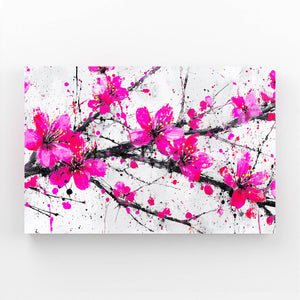 Pink Cherry Blossom Branch Art
