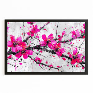 Pink Cherry Blossom Branch Art