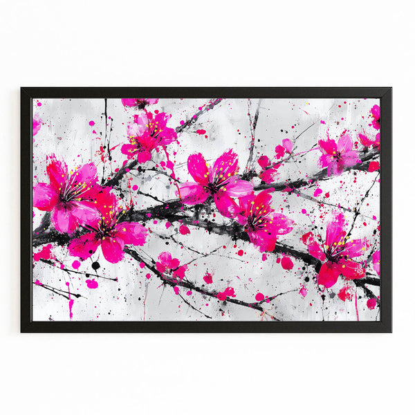 Pink Cherry Blossom Branch Art