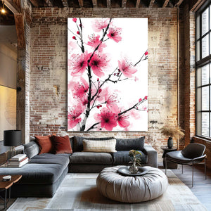 Pink Cherry Blossom Branch Wall Decor